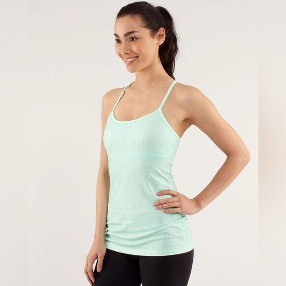 Lululemon Power Y Tank Luon Light Petit Dot Fresh Tea Size 4 - Picture 3 of 11
